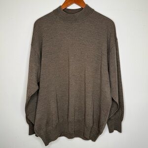 Pronto Uomo 100% Virgin Wool Mock Neck Sweater Brown – Made in Italy